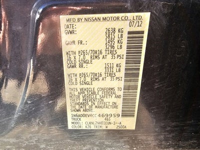 2012 Nissan Frontier SV