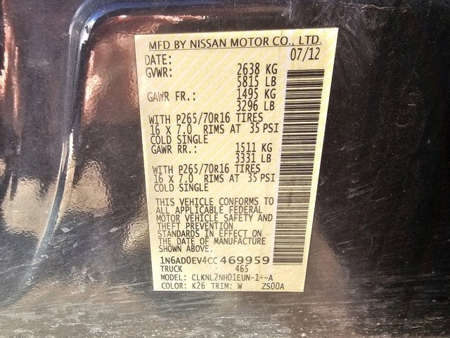 2012 Nissan Frontier SV